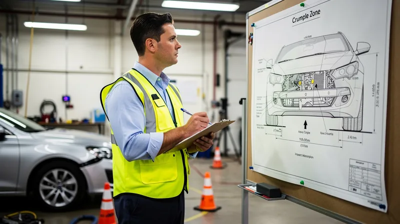 An insurance adjuster reviewing a car crash diagram.