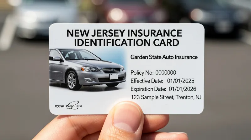 Close-up of a New Jersey car insurance identification card.