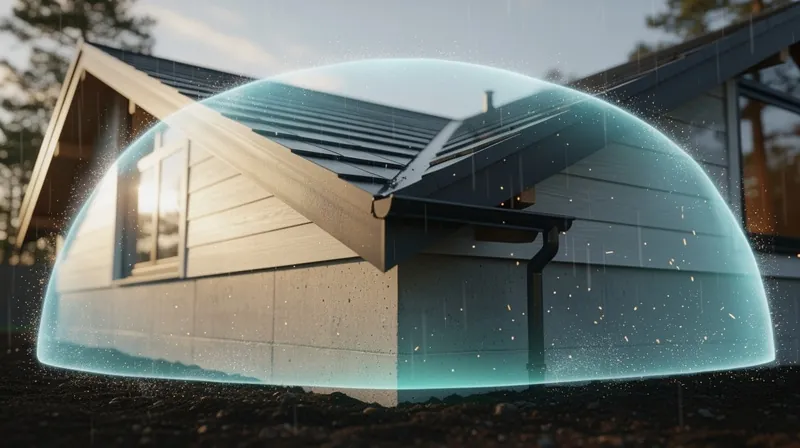 Roof structure with protective shield effect