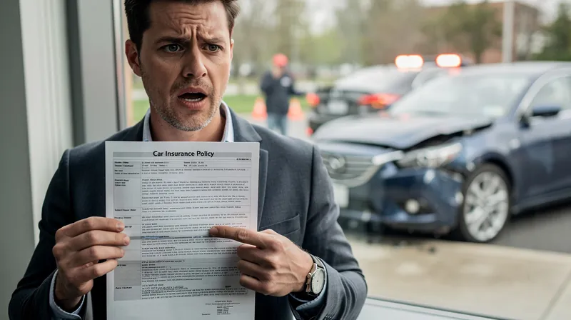 Person looking at car insurance policy coverage details.