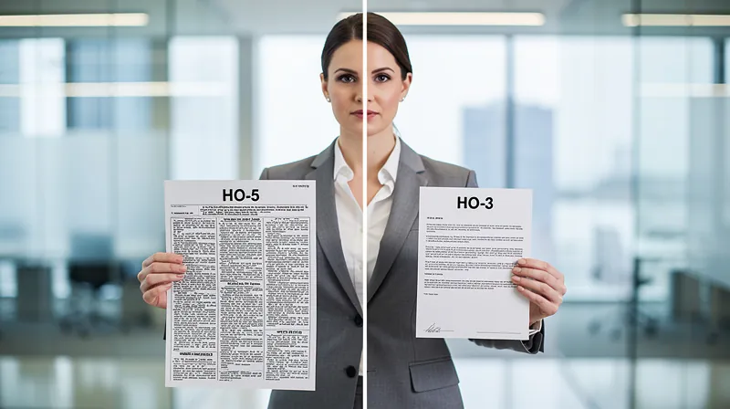 Insurance agent comparing HO-5 and HO-3 policy documents