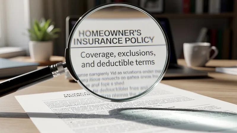 Magnifying glass over an insurance policy document.