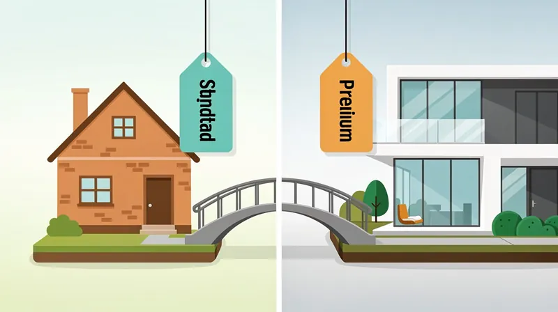 A visual comparison of a standard brick house and a luxury home, representing the HO-3 and HO-5 policy options.