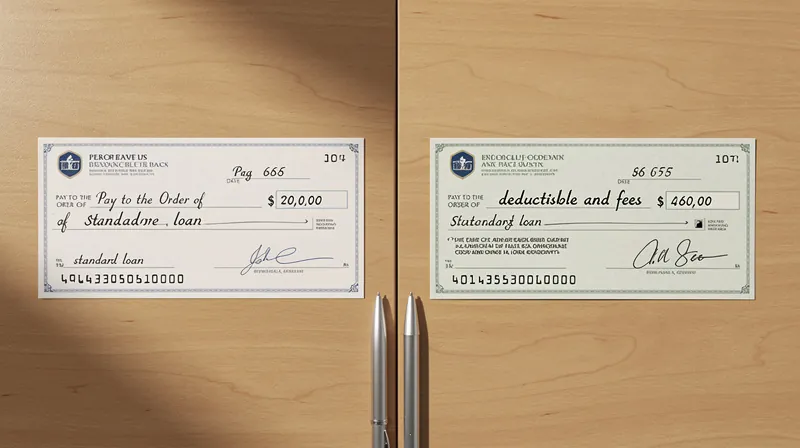 A side-by-side comparison of two checks on a desk showing different payout amounts.