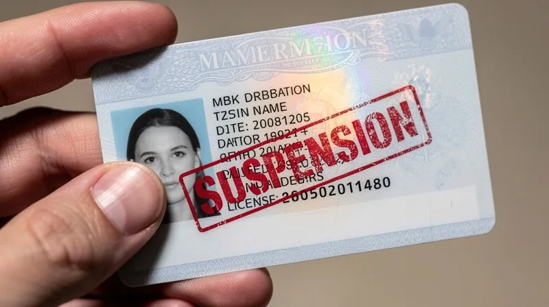 Driver's license with a red suspension stamp