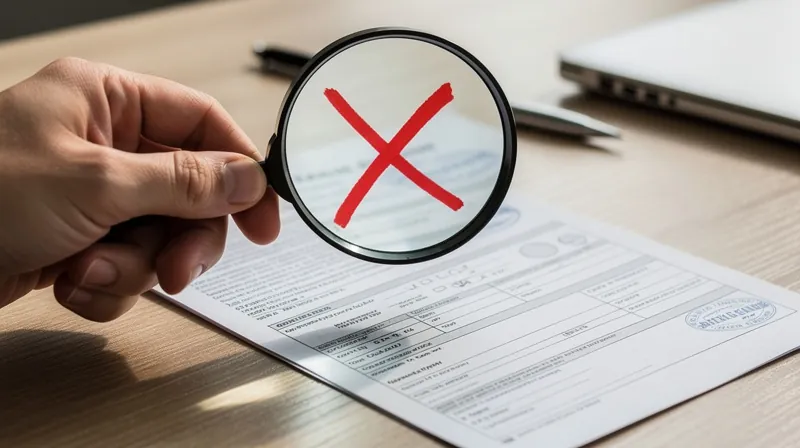 Magnifying glass over a car document.